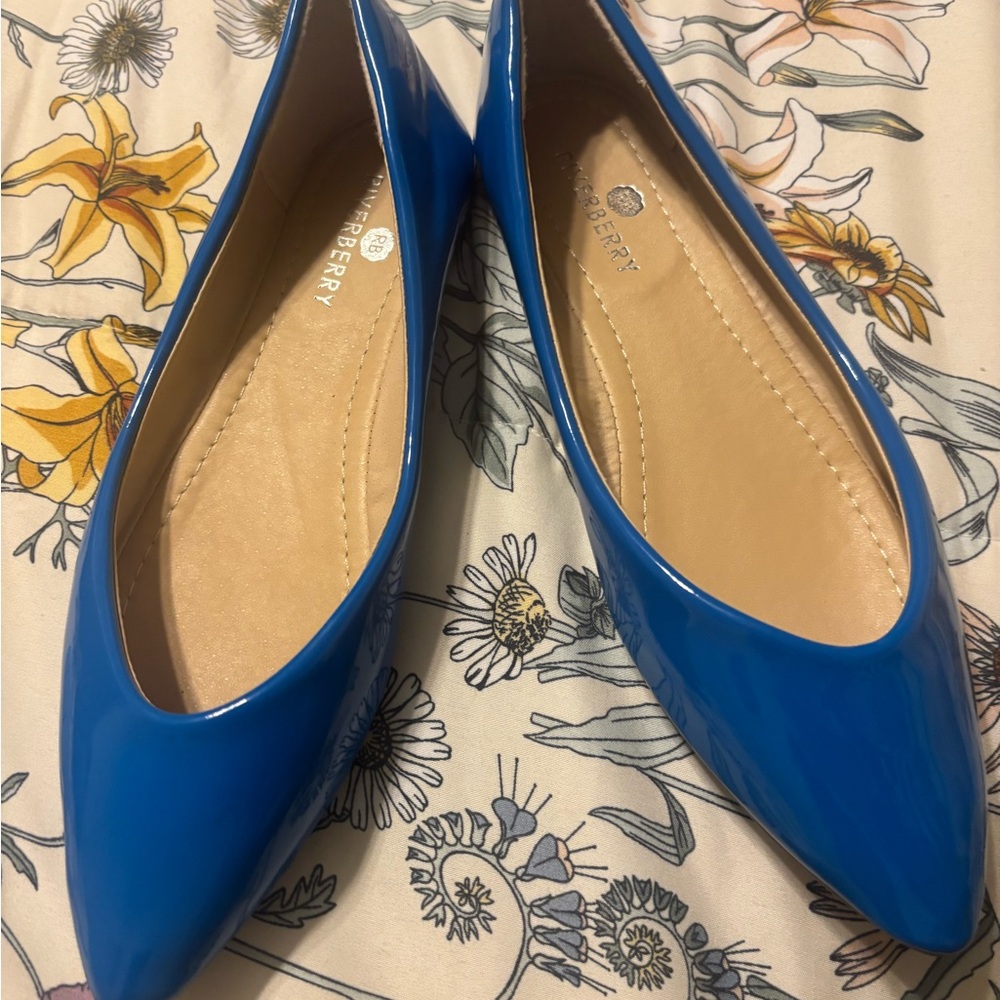 New Riverberry Blue Patent Look Flats